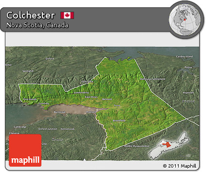 Satellite 3D Map of Colchester, semi-desaturated