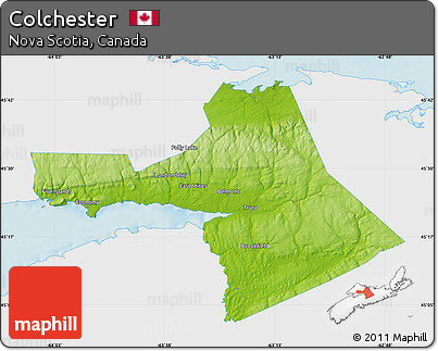 Physical Map of Colchester, single color outside