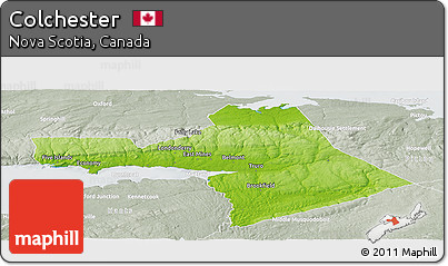 Physical Panoramic Map of Colchester, lighten, semi-desaturated