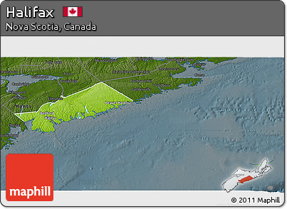Physical 3D Map of Halifax, darken