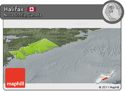 Physical 3D Map of Halifax, darken, semi-desaturated