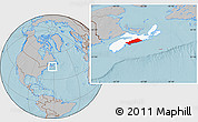 Gray Location Map of Halifax, highlighted parent region, hill shading