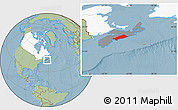 Savanna Style Location Map of Halifax, highlighted country, highlighted parent region, hill shading