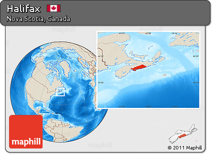 Shaded Relief Location Map of Halifax