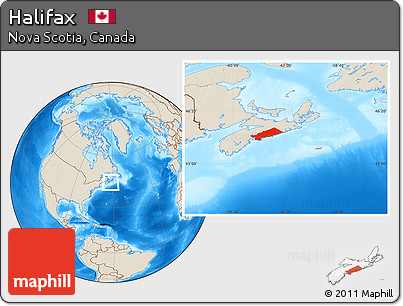 Shaded Relief Location Map of Halifax