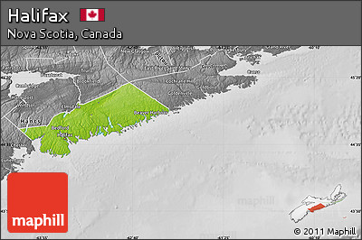 Physical Map of Halifax, desaturated