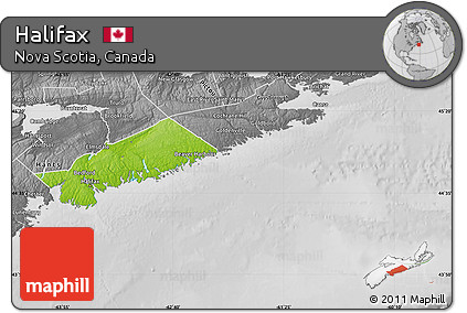 Physical Map of Halifax, desaturated