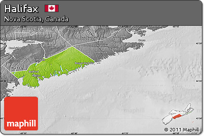 Physical Map of Halifax, desaturated