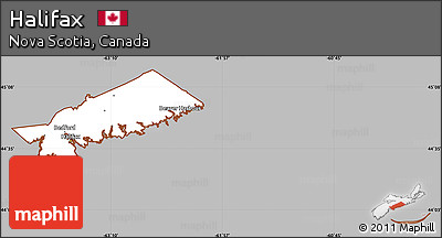 Gray Simple Map of Halifax, cropped outside
