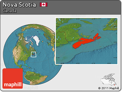 Satellite Location Map of Nova Scotia