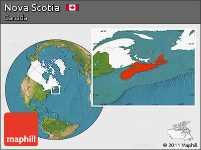 Satellite Location Map of Nova Scotia, highlighted country