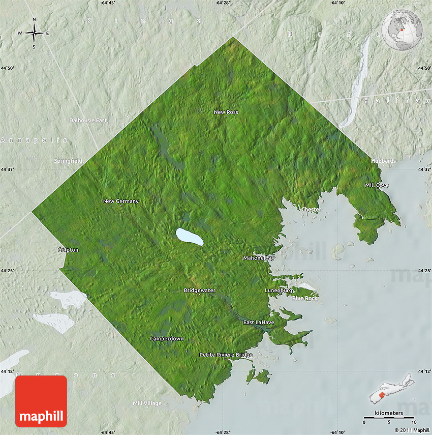 Satellite Map of Lunenburg, lighten
