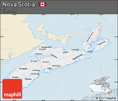 Classic Style Map of Nova Scotia, single color outside