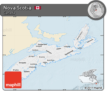 Classic Style Map of Nova Scotia, single color outside