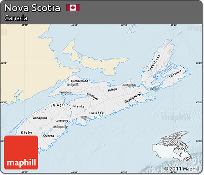 Classic Style Map of Nova Scotia, single color outside
