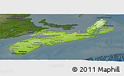 Physical Panoramic Map of Nova Scotia, darken