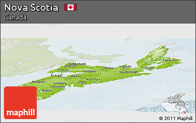 Physical Panoramic Map of Nova Scotia, lighten