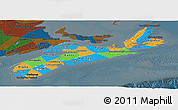Political Panoramic Map of Nova Scotia, darken