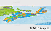 Political Panoramic Map of Nova Scotia, physical outside