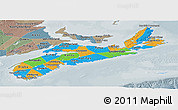 Political Panoramic Map of Nova Scotia, semi-desaturated