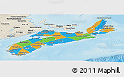 Political Panoramic Map of Nova Scotia, shaded relief outside
