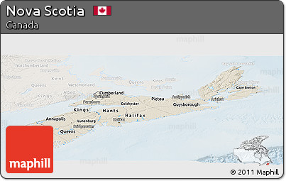 Shaded Relief Panoramic Map of Nova Scotia, lighten