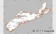 Gray Simple Map of Nova Scotia, cropped outside