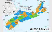 Political Simple Map of Nova Scotia, single color outside, borders and labels