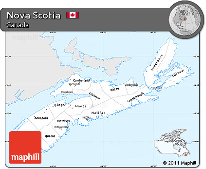 Silver Style Simple Map of Nova Scotia, single color outside