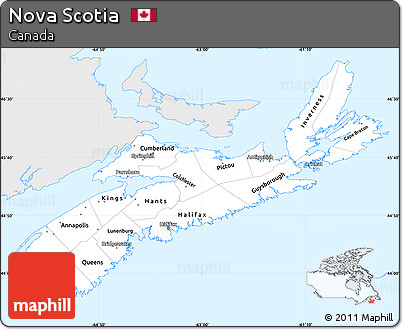 Silver Style Simple Map of Nova Scotia, single color outside