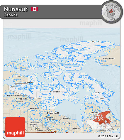 Classic Style 3D Map of Nunavut