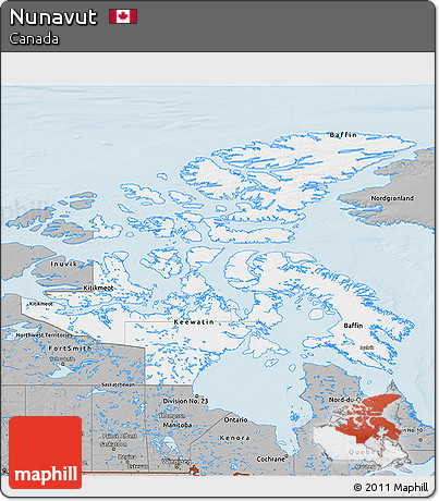 Gray 3D Map of Nunavut