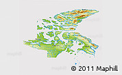 Physical 3D Map of Nunavut, cropped outside