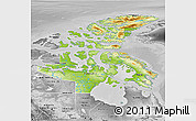 Physical 3D Map of Nunavut, desaturated