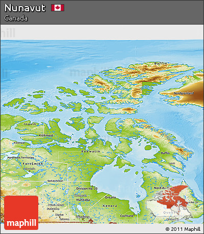 Physical 3D Map of Nunavut