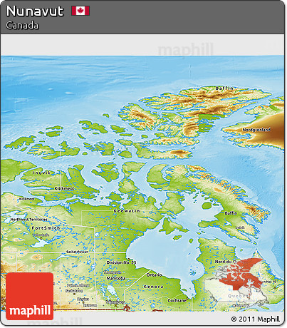 Physical 3D Map of Nunavut