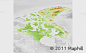Physical 3D Map of Nunavut, lighten, desaturated