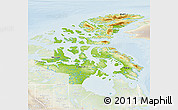 Physical 3D Map of Nunavut, lighten
