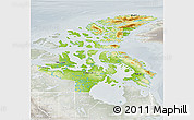 Physical 3D Map of Nunavut, lighten, semi-desaturated