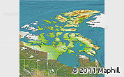 Physical 3D Map of Nunavut, satellite outside