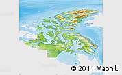 Physical 3D Map of Nunavut, single color outside