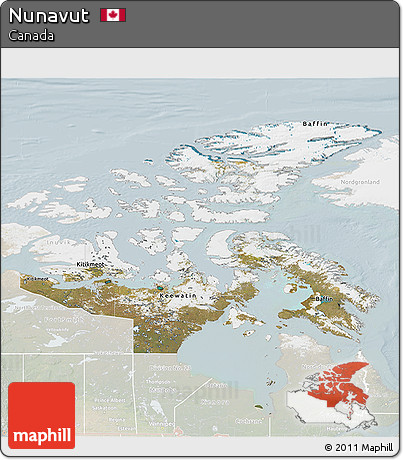 Satellite 3D Map of Nunavut, lighten
