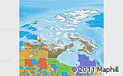 Satellite 3D Map of Nunavut, political outside