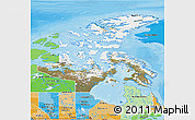 Satellite 3D Map of Nunavut, political shades outside
