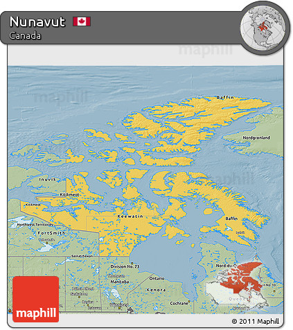 Savanna Style 3D Map of Nunavut