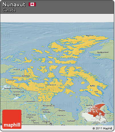 Savanna Style 3D Map of Nunavut