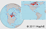 Gray Location Map of Nunavut, within the entire country