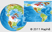 Physical Location Map of Nunavut, highlighted country, within the entire country