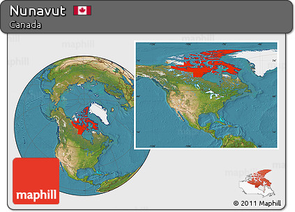 Satellite Location Map of Nunavut