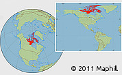 Savanna Style Location Map of Nunavut, within the entire country